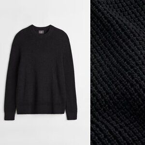 H&M Black Waffle Knit Sweater Mens M